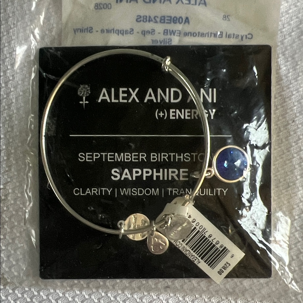 Alex and Ani Silver Sapphire Charm Bracelet